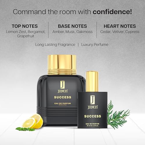 Image of JIDEN Luxury Success Eau De Parfum Men, 100ml with Cedar, Vetiver & Cypress Notes - Premium Long Lasting Woody & Citrus Fragrance Spray - Gift For Friends | Gift for Men