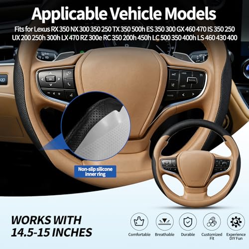 Steering Wheel Cover for Lexus RX 350 NX 300 350 250 TX 350 500h ES 350 300 GX 460 470 is 350 250 UX 200 250h 300h LX RZ Interior Accessories (Chestnut Brown) - Image 3