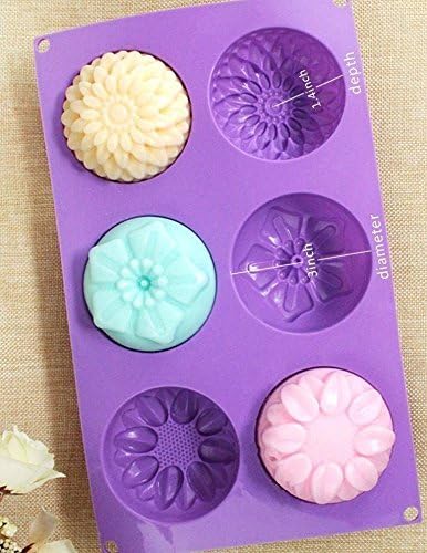VAURUM 6 Cavity Mix Sun Flower Shape Soap Making Silicone Mould APX 100gms