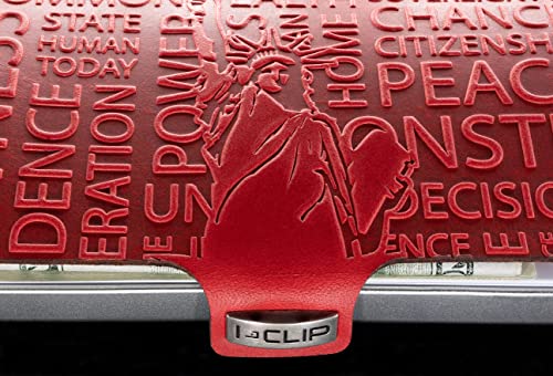 Image of I-CLIP Heritage Steel Blasted Liberty Desert, Wallet, Card Holder, Slim Wallet, Smart Wallet, Stainless Steel, Red, Sleek