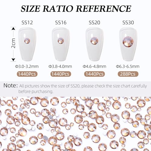 Image of Gold Shadow Flatback Rhinestones, Glass Rhinestones for Nail Art and Craft, Glue Fix, Loose Crystal Gemstones(Gold Shadow, SS30, 288pcs, 6.4-6.6mm)