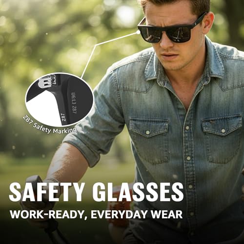 Image of TJUTR ANSI Z87.1 Safety Sunglasses for Men Polarized Square Sun Glasses