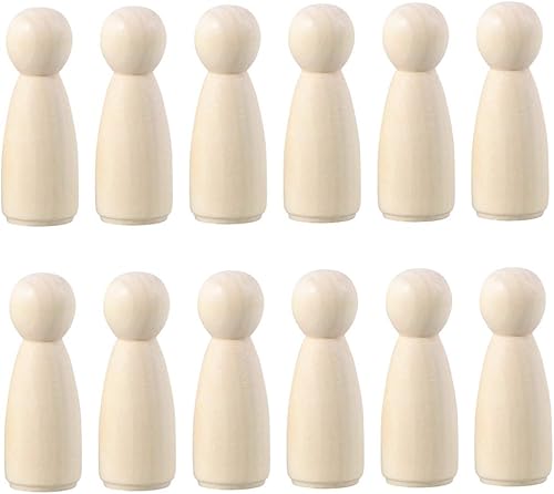 Kisangel 20 piezas de clavijas de bricolaje con cuerpo de madera de ángel, clavijas de madera sin terminar para manualidades, formas para artes y