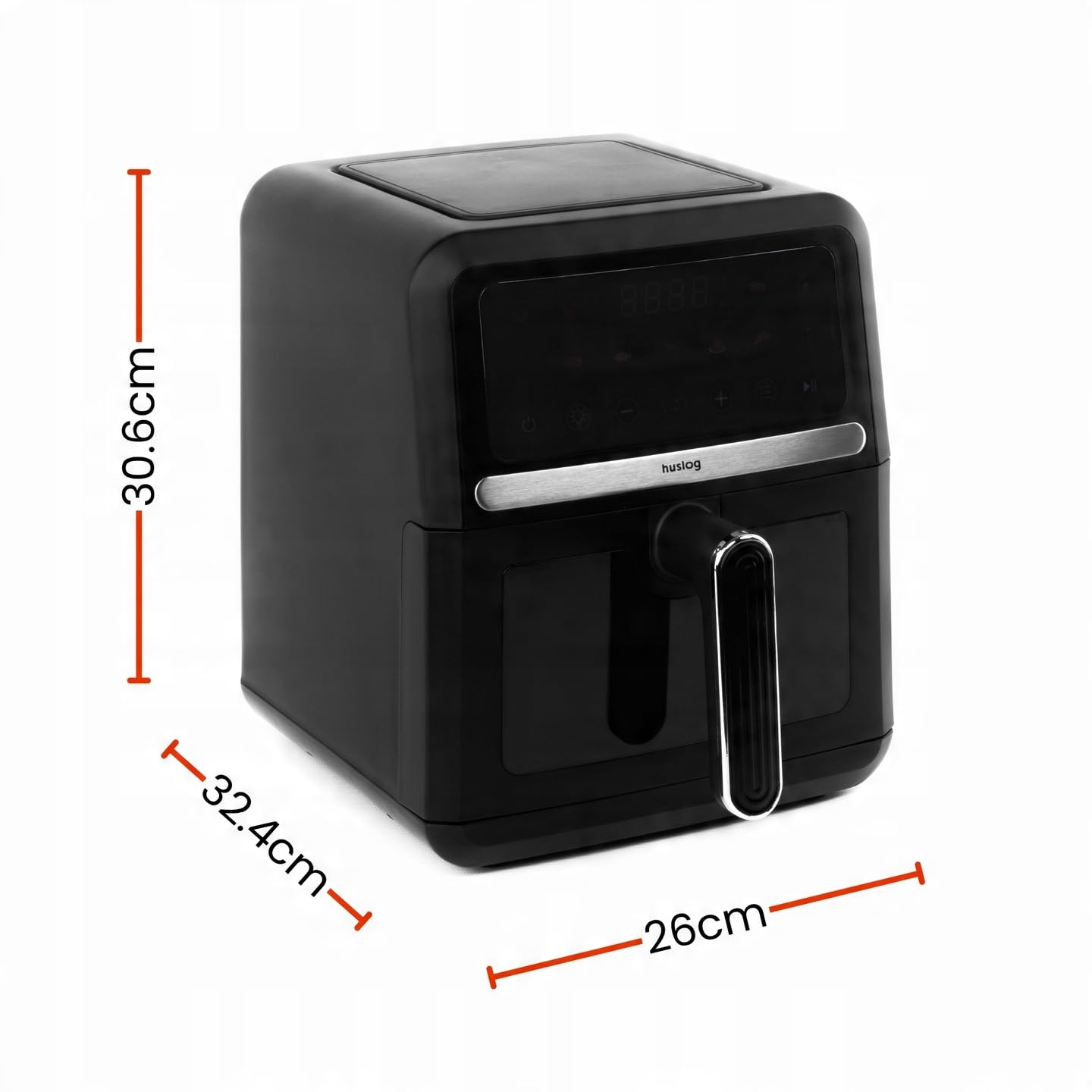 Freidora de Aire 5L 1500W, Air Fryer sin Aceite con 10 Programas Automáticos, 40–200°C, Pantalla LED Táctil, Cesta y Rejilla, Ventana de Visualización, Fácil Limpieza, Compacta, Negro
