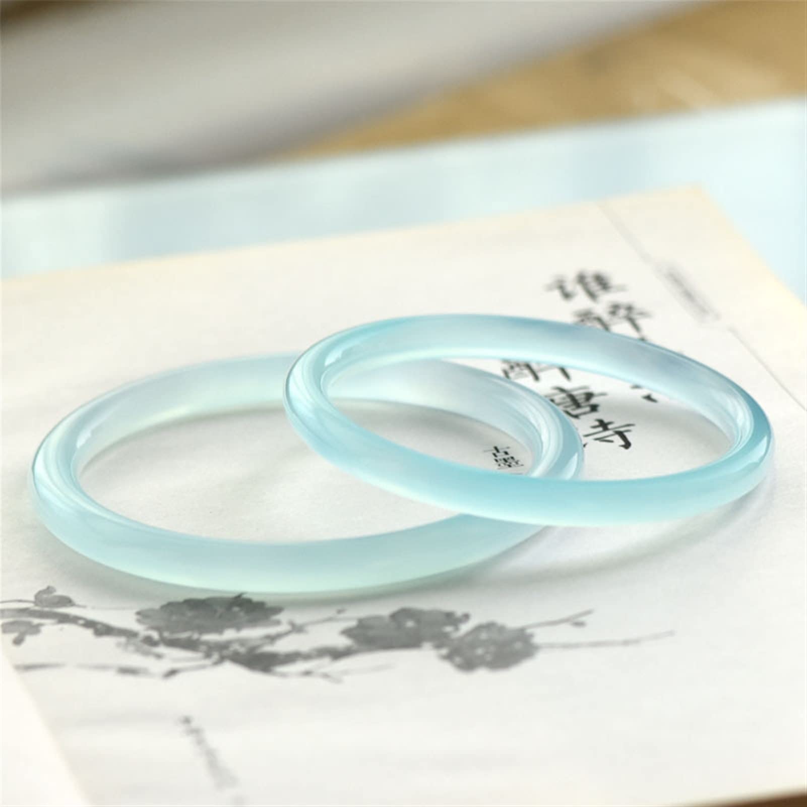 MOCHAMIK Bracciale in Calcedonio Blu Bracciale Rotondo Sottile da Donna Bracciale in Agata