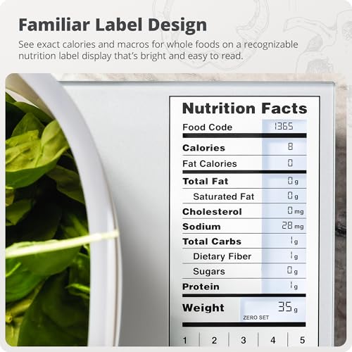 Greater Goods Nutrition Scale (Standalone, No Bluetooth) – Food Grade Glass Digital Food Scale with 2,000 Preloaded Foods, Compact 9.3