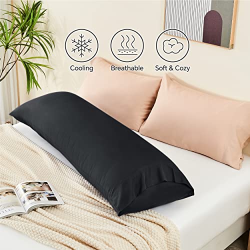 Image of BEDELITE Body Pillow Pillowcase, Rayon from Bamboo, Black, 20 inchx54 inch