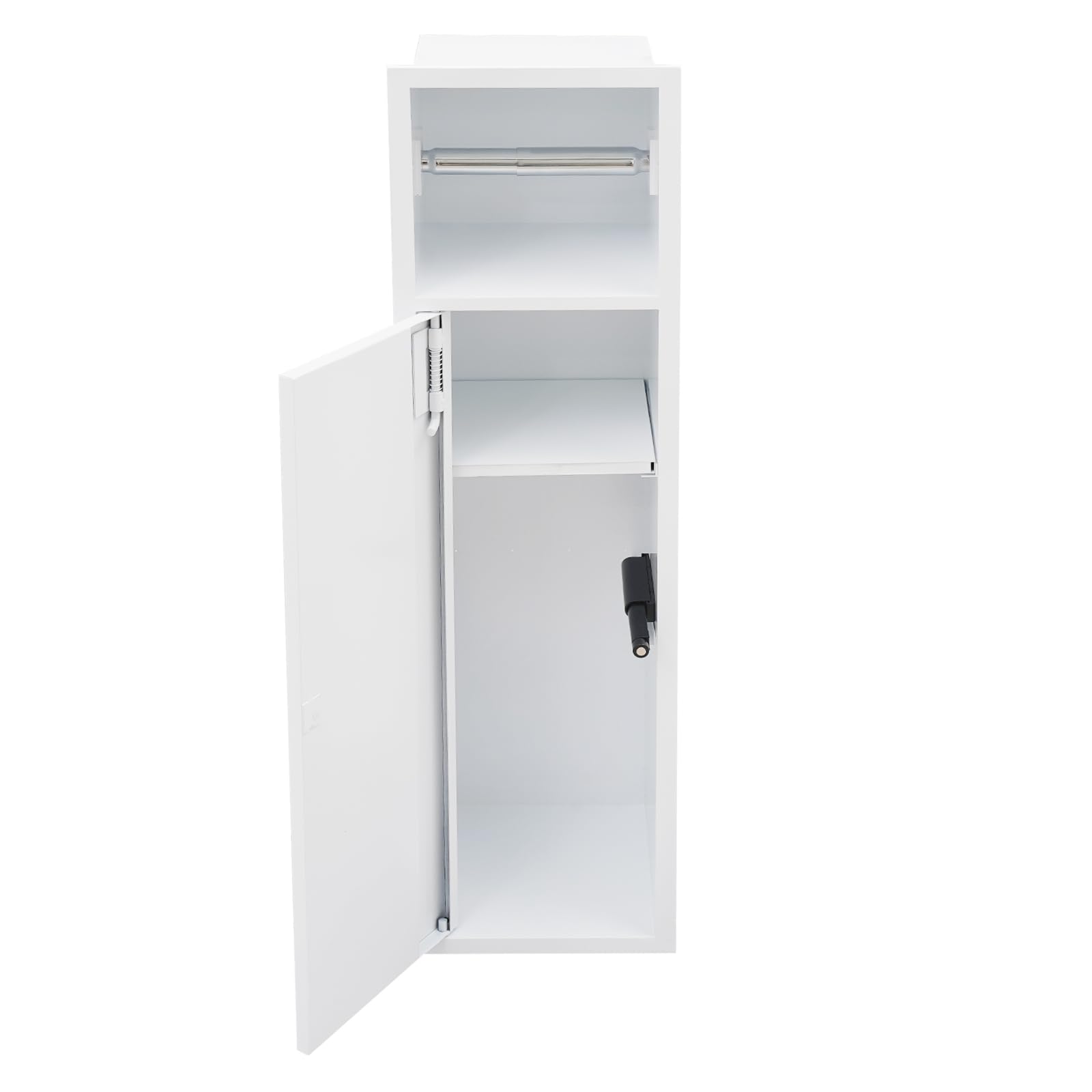Porta carta igienica da incasso, in acciaio inox, con nicchia da parete per bagno, armadietto da bagno con ante dell'armadio, 2 ripiani + scomparto per porta, organizer da bagno per shampoo