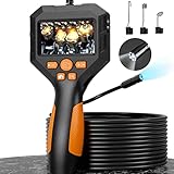 Endoscope Camera with Light, 5' Dual Lens 1080P HD Borescope, IP67 Waterproof 7.9mm Industrial Inspection Camera with 9 LEDs, 16.5FT Semi-Rigid Cable for Automotive, Plumbing, Wall – Tools for Men