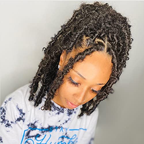 8 Packs Butterfly Locs Crochet Hair 12 Inch Pre Looped Distressed Crochet Butterfly Locs Hair Extension (4#)