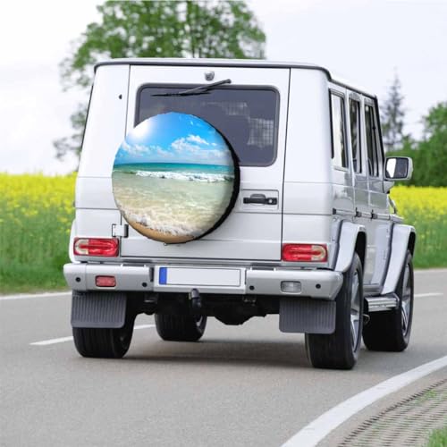 Image of Sunny Beach Spare Tire Cover 15 inch Wheel Beautiful Beach Protectors Weatherproof Universal for Trailer Tire Cover Rv SUV Truck Camper Travel Trailer