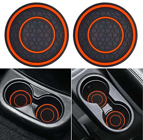 Auprite Car Cup Holder Coasters, 2 Pack Universal Auto Anti Slip Cup Holder Insert Coaster, Car Interior Accessories (Orange)