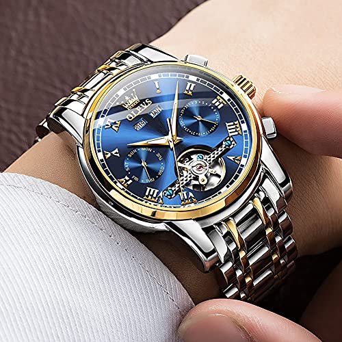 Image of OLEVS Automatic Watch for Men Self Winding Mechanical Luxury Business Stainless Steel Multi Calendar Waterproof Luminous Wrist Watches