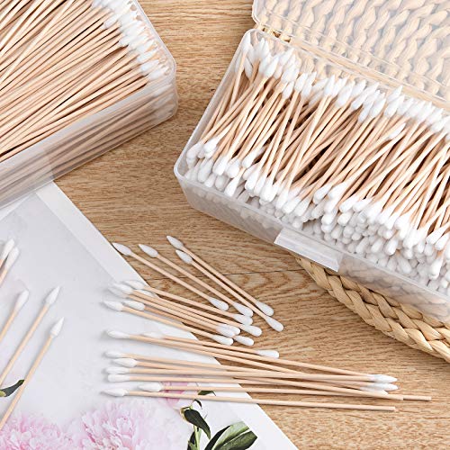 FIREGEAR Cotton Swabs 500 Pieces with Wooden Handles Cotton Tip for Gun Cleaning Jewelry Ceramics Electronics in Storage Case