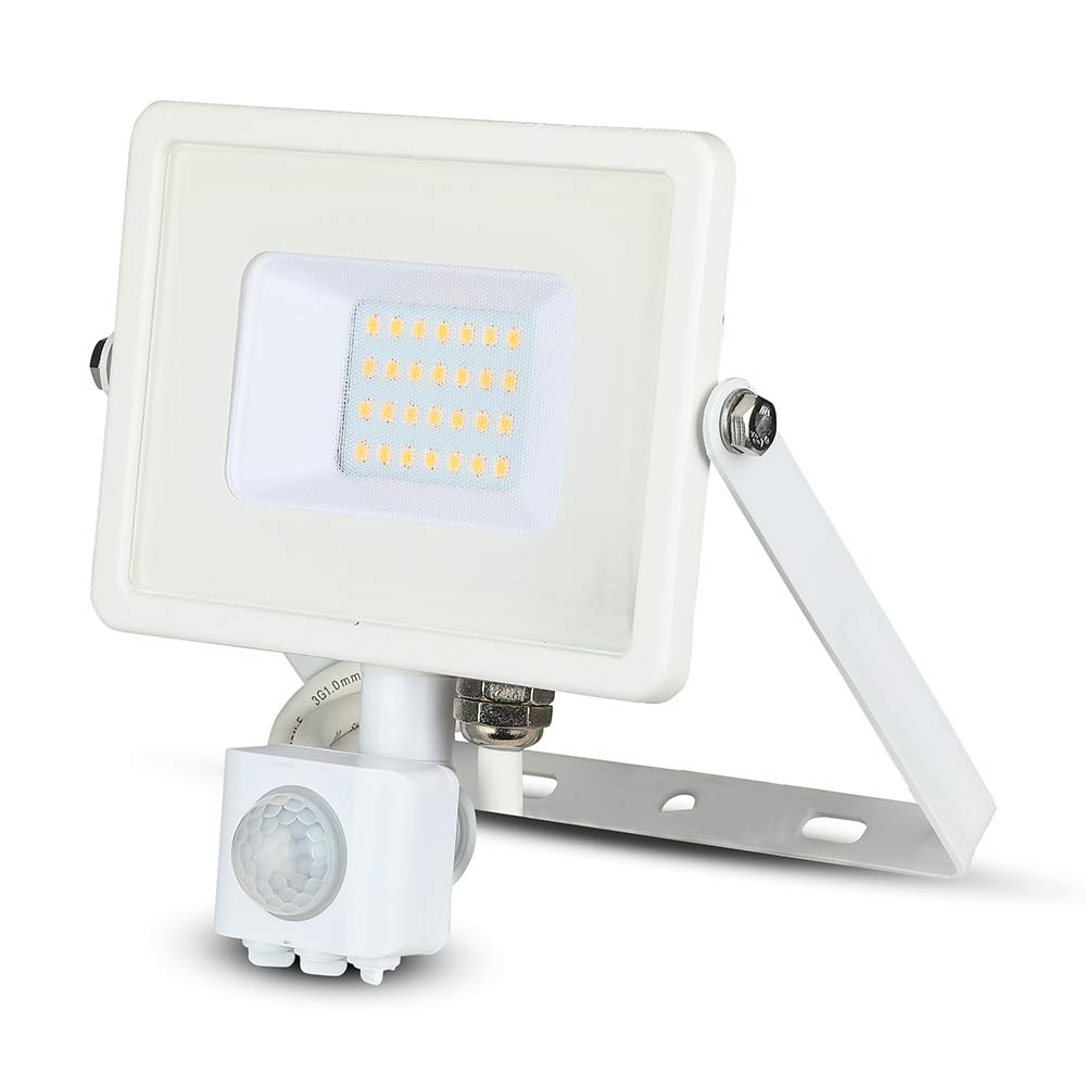 V-Tac White Vt-20-S-W Led Schijnwerper Met Sensor - 20 W - 1600 Lm - 4000K - Wit