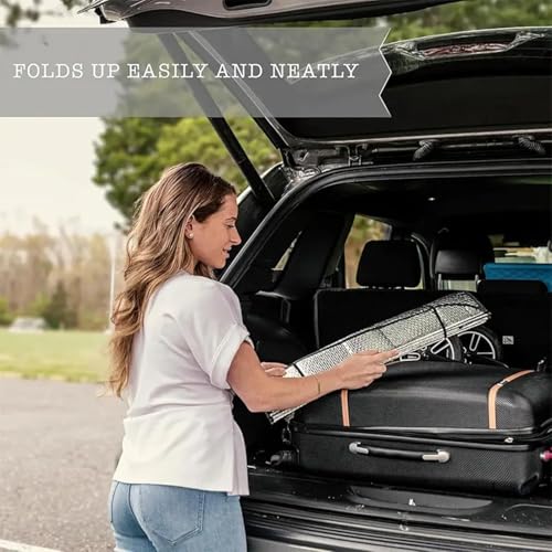 Image of AutokraftZ 𝟵𝟴% 𝗨𝗩 𝗕𝗹𝗼𝗰𝗸 Car Sun Shade Windshield Cover | Foldable Reflective Sunshade for car front glass | Heat Insulation Aluminum Foil Protector | Universal Fit for Car Van SUV- 51x23 inch
