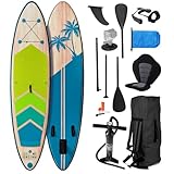BRAST SUP Board Tropic | Aufblasbares Stand up Paddle Set | 320x81x15cm | 6 Designs | 5 Jahre Garantie | inkl. Sonderzubehör | 2in1 Paddel Kajak-Sitz Action-Cam-Halterung Fußschlaufe Pumpe Rucksack