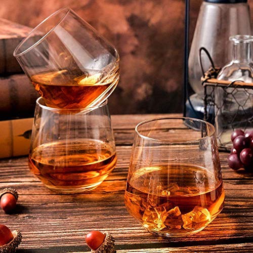 Image of LUXU Premium Whiskey Glasses Set of 6, Transparent, 370 ML, Whisky Glass, Diamond Design Bar Glass for Drinking Bourbon, Whisky, Scotch Cocktail Tumblers (BNZ-6)