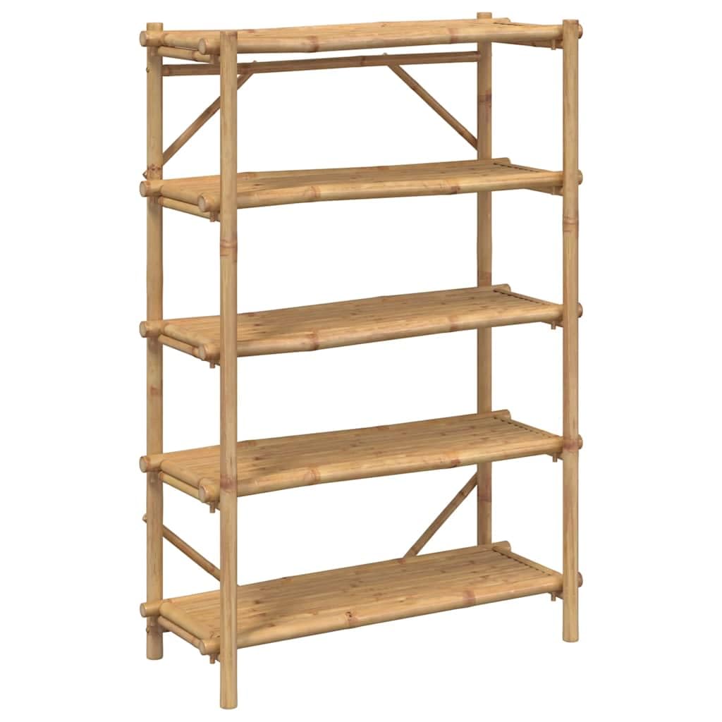 Scaffale in bambù, 100 x 40 x 150 cm, con 5 ripiani, scaffale aperto in bambù con design a doghe per ventilazione, robusto scaffale per libri e decorazioni