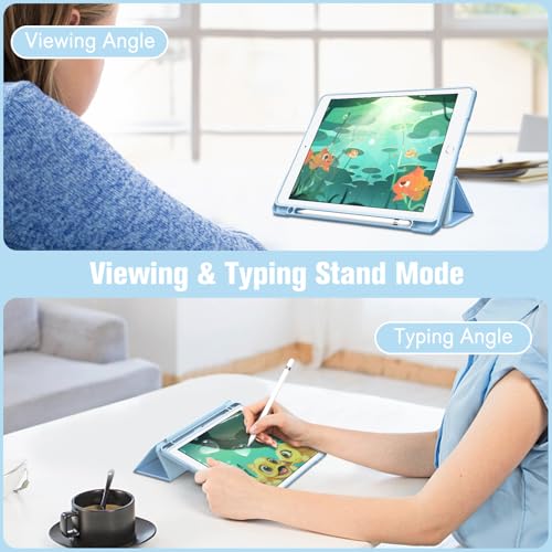 Image of Fintie Hybrid Slim Case for iPad 9th / 8th / 7th Generation (2021 /2020 / 2019) 10.2 Inch - [Built-in Pencil Holder] Shockproof Cover with Clear Transparent Back Shell, Seaside Ombre