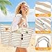TEUEN Large Beach Bag with Zipper, 12 Pockets Waterproof Sandproof Pool Bag Womens Mesh Beach Tote Bag for Travel Vacation