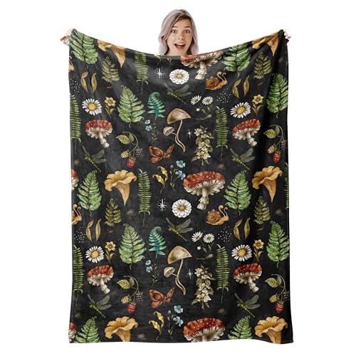 Mushrooms Throw Blanket 320gsm Fluffy Cozy Soft Warm Plush Lightweight Decorative Blanket Gifts for Women Men Girls Boys Kids Baby Blankets Quilt for Bed Sofa Chair Couch (50x40)