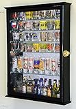 Large Mirror Backed and 7 Glass Shelves Shot Glasses Display Case Holder Cabinet , Black
