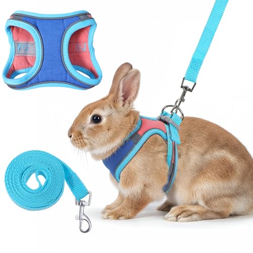 Harnais doux pour lapin avec laisse - Laisse réglable pour lapin - Accessoires pour lapins - Harnais pour chatons et animaux de compagnie pour chats, petits chiens et autres petits animaux de