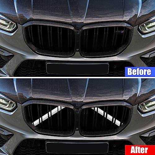 Image of Jaronx Compatible with BMW V Brace Cover,Grille Inserts V Bar Brace Wrap Covers Compatible with BMW X3 F25 G01 /X4 F26 G02 /X5 E70 F15 G05 /X6 E71 F16 G06 /X7 G07,Front Grill Stripes(White)