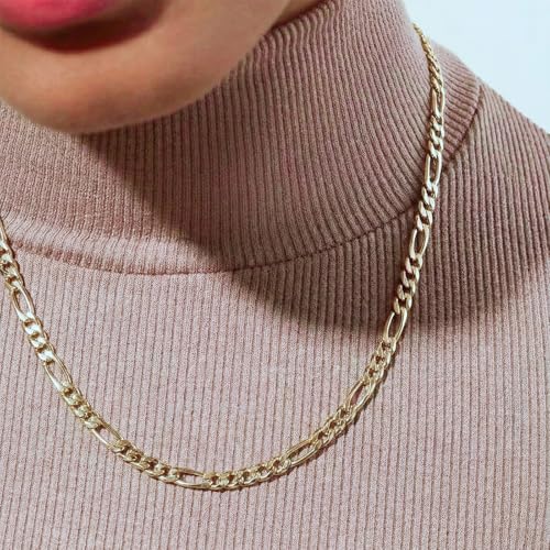 Gold Chain for Men & Women,14K Gold Chain Necklace for Women & Men Chains for Mens Figaro Chains Necklaces 4mm Width,20” 22” 24”18” - Image 6