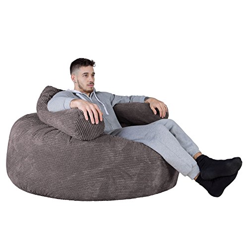 Lounge Pug, 'Mammoth' Sofa Sitzsack XXL, Riesen Sessle, Pom-Pom Anthrazit – Bild 6