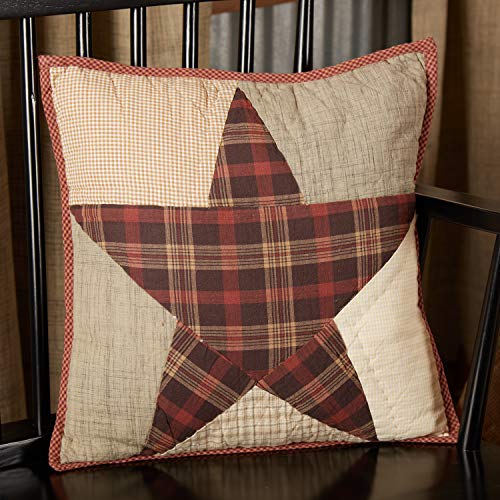 Vhc Brands Abilene Star Quilted Pillow 16X16 Country Bedding Accessory, Burgundy #TOP3