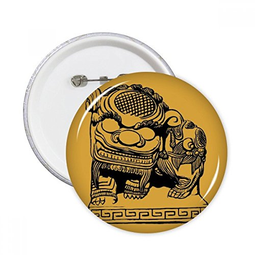 Broches rondes cadeau patriotisme lion noir, coffret de 5 badges multicolores décoratifs