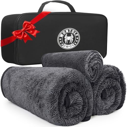 Wontolf 3-Pack Car Drying Towel, Ultra Absorbent Microfiber Towels for Cars (36