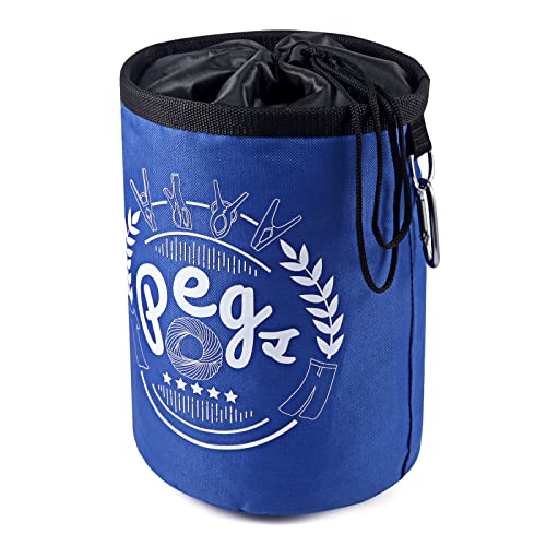 Bepilesto HYS-A20110 Grand sac à pinces à linge étanche avec cordon de serrage, crochets de suspension pour une utilisation en extérieur Bleu, bleu