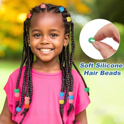 Cuentas de silicona para trenzar el pelo, pack de 50 piezas elásticas multicolores para rastas 3