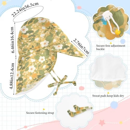Pastoral Illustration Floral Yellow Toddler Baby Beach Hat Baby Boys' Summer Hat Baby Girls' UPF 50+ Protection Large Brim Beach Essentials4