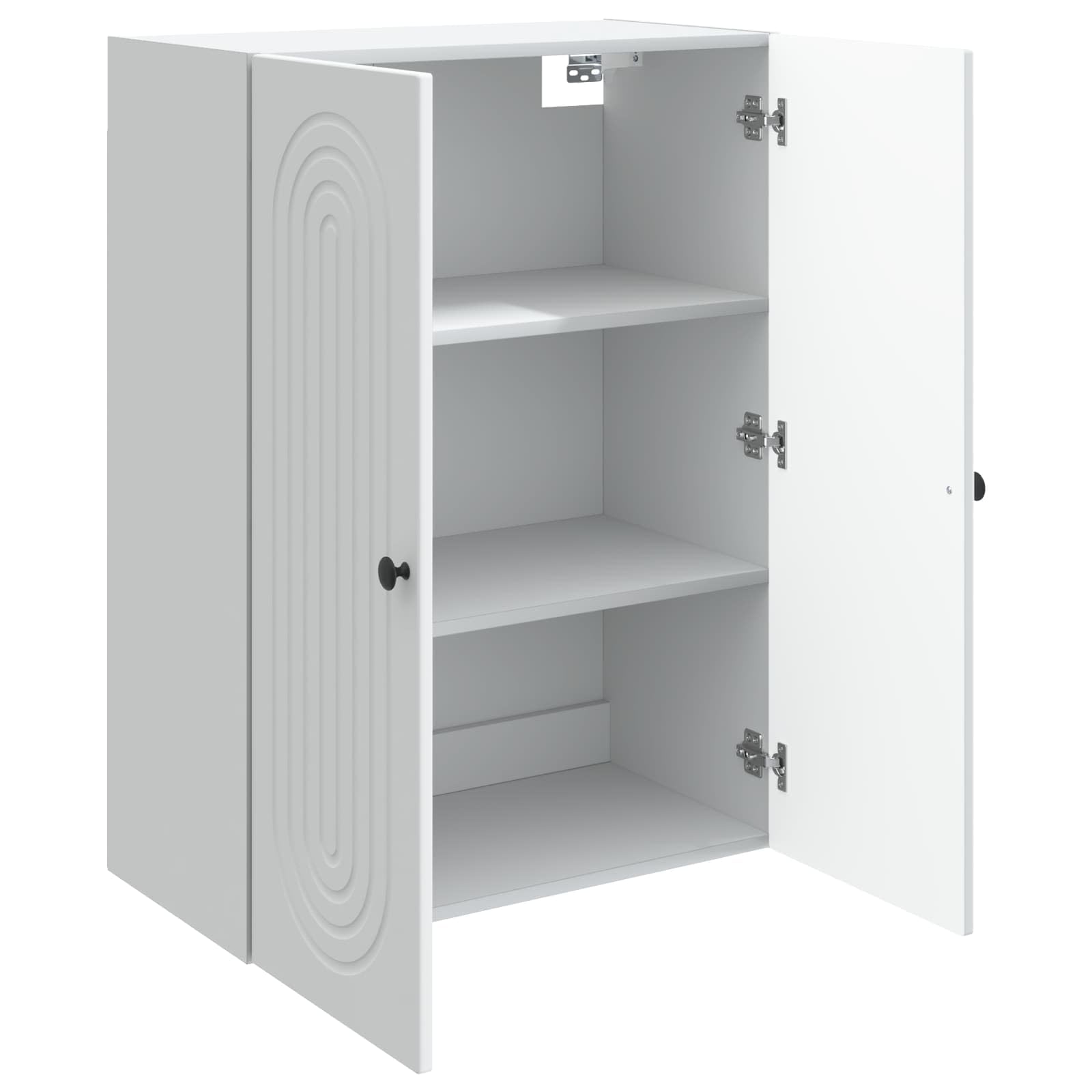 Armario de pared blanco de 66 x 34,5 x 90 cm con 2 puertas y 2 estantes para salón, pasillo u oficina, solución de almacenamiento que ahorra espacio con bisagras robustas y con cerradura