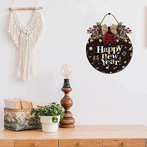 Frontdoorsignrusticrounddoordecorhappynewyearroundhangingsignwithbowforxmasdecordoordecoration  Urban Country Home Decor Front door sign rustic round door decor happy new year round hanging sign with bow for xmas decor door decoration  urban country home decor