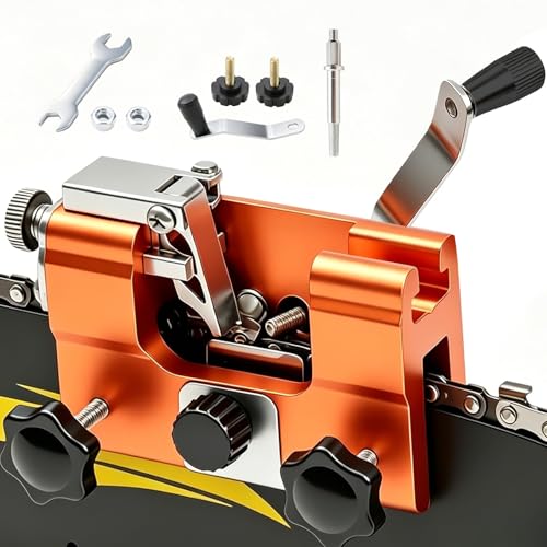 Affuteur Chaine Tronçonneuse Manuel, Aiguiseur de Chaîne Portable à Manivelle, Affûteuse Tronçonneuse en Aluminium et Acier Inox, Kit Affûtage Précis...