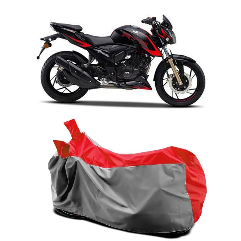 Image of DUFFEL-Two Wheeler Bike Body Cover Compatible for Tvs Apache RTR 200 4v Heat Protectio /UV-Rays /Birds Dropping /DustProof /Waterproof All Variants [Gray Red]