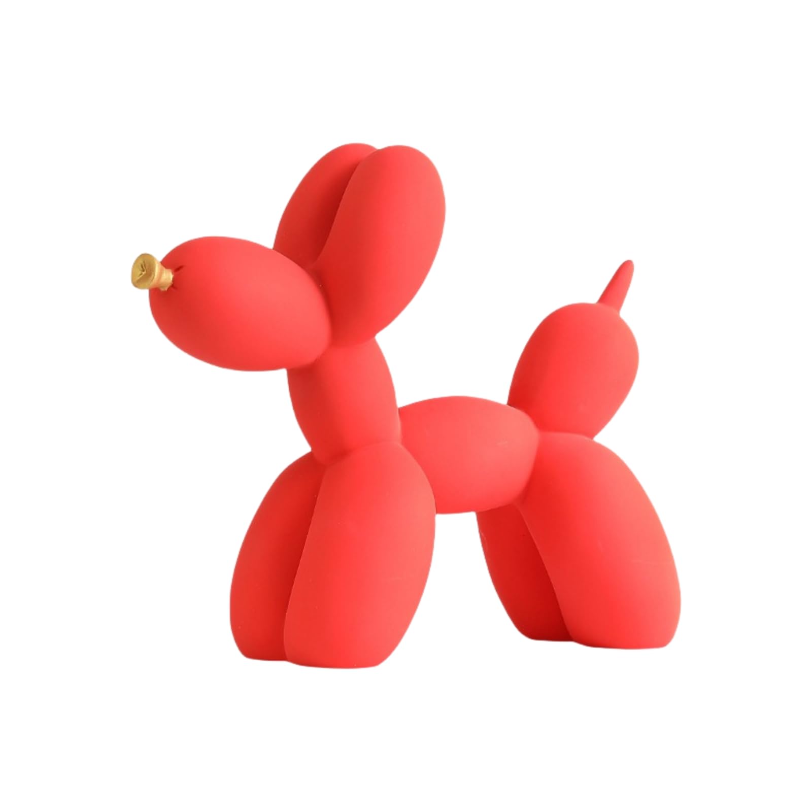 YOYUMI Gold Mouth Balloon Dog Sculpture,Minimalist Resin Statue for Living Room, Bedroom and Office, 23 * 19 * 9cm-Red
