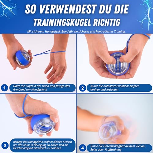 Power Hands Gyro Ball – Hand-Gyroskop zur Stärkung, Rehabilitation und Erholung von Hand, Handgelenk und Unterarm beim Training