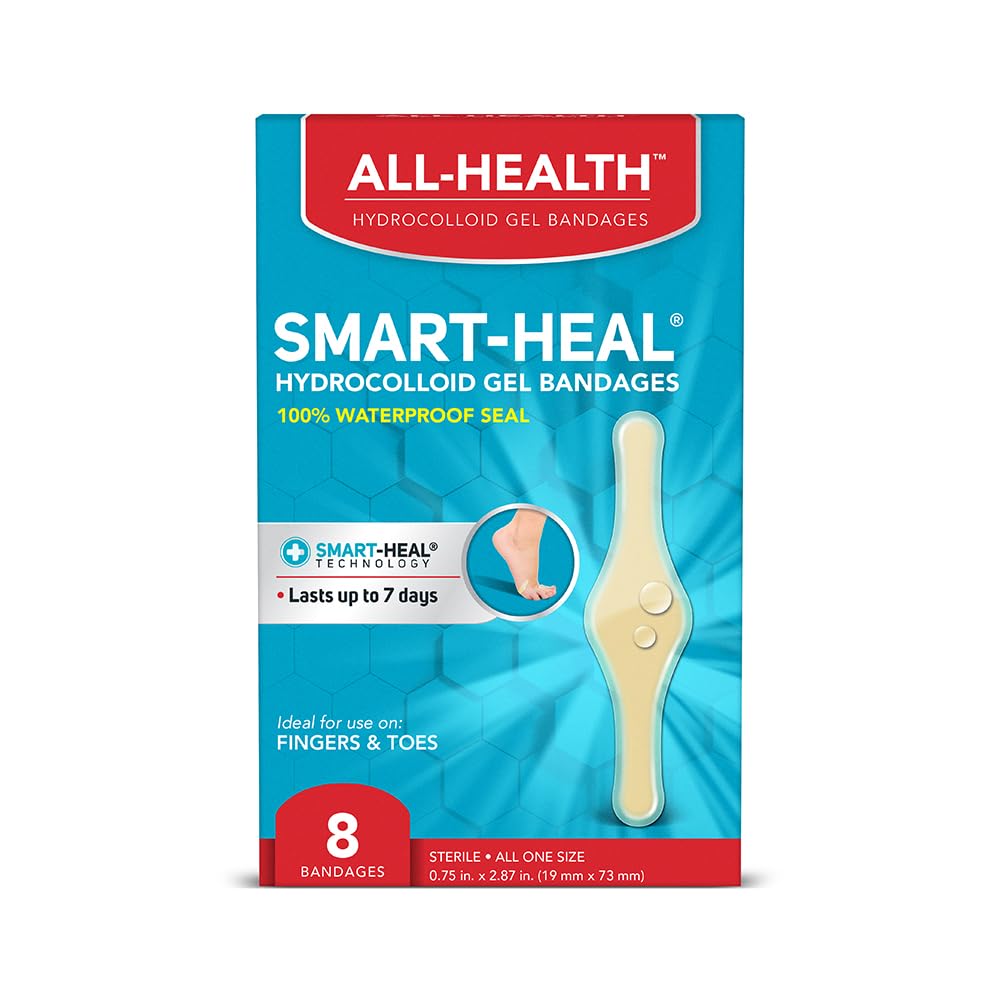 All Health Smart-Heal Hydrocolloid Gel Bandages, Fingers & Toes, 8 ct