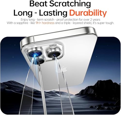 Image of Premium Camera Lens Protector Compatible For iPhone 13 Pro (Silver) Camera Lens Protector - 9H Tempered Glass, Military-Grade Anti-Scratch, Case-Friendly, Easy Install Frame