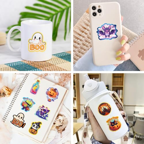 50PCS Halloween Graffiti Stickers - Cute Cartoon Funny Vinyl Waterproof Decals - Pumpkin Bat Castle Ghost Designs - For Water Bottles, Laptop, Scrapbook, Phone, Trunk DIY Stickers — view 5