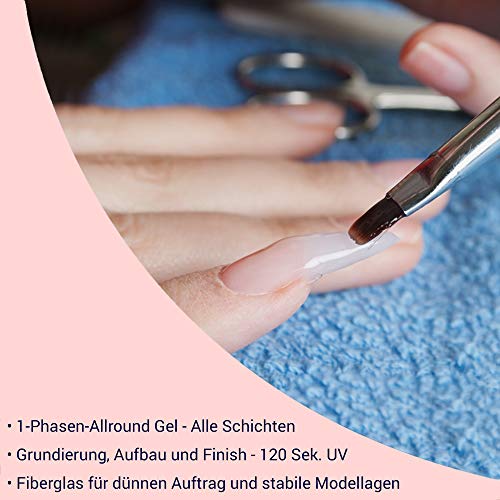 Fiberglas 1-Phasen Allround Gel Rosa Mittelviskos - Uv Fiber Glas Nagelgel - Made in Germany (5ml) – Bild 4