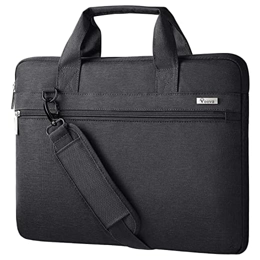Voova Laptop Sleeve Shoulder Bag Case 14-15.6 Inch, Upgrade Protective Computer Carrying Briefcase Compatible with MacBook Pro 16 15,Surface Book 3/2 15, Asus Acer Dell Hp Chromebook with Handle,Black