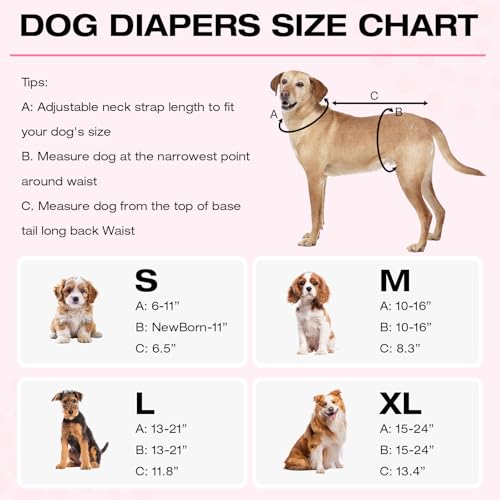 Image of 3 Pack Washable Female Dog Diapers with Adjustable Suspender, Reusable Sanitary Panties for Dogs in Heat, Leak-Proof Design for Small Dogs
