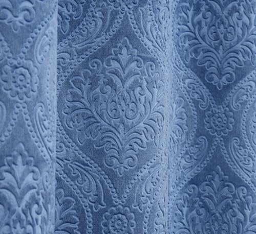 Image of Homefab India 2 Piece Velvet Window Curtain - 5 feet, Room Darkening Curtains, Sky Blue